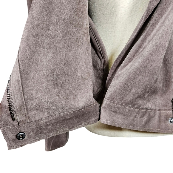 Kut From The Kloth Faux Seude Zip Up Jacket, Grey, Medium - Picture 4 of 16